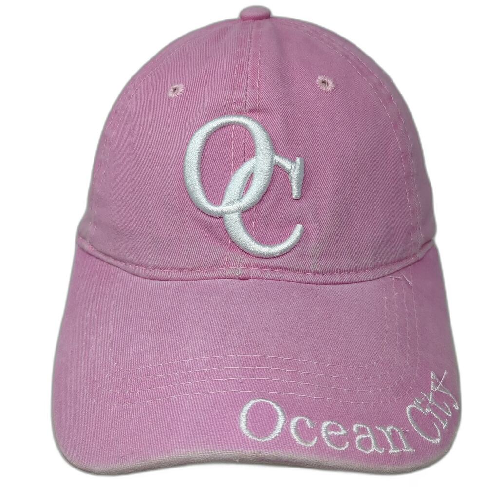 Lucky 7 USA Baseball Cap Pink One Size Embroidered Ocean City Strapback Hat